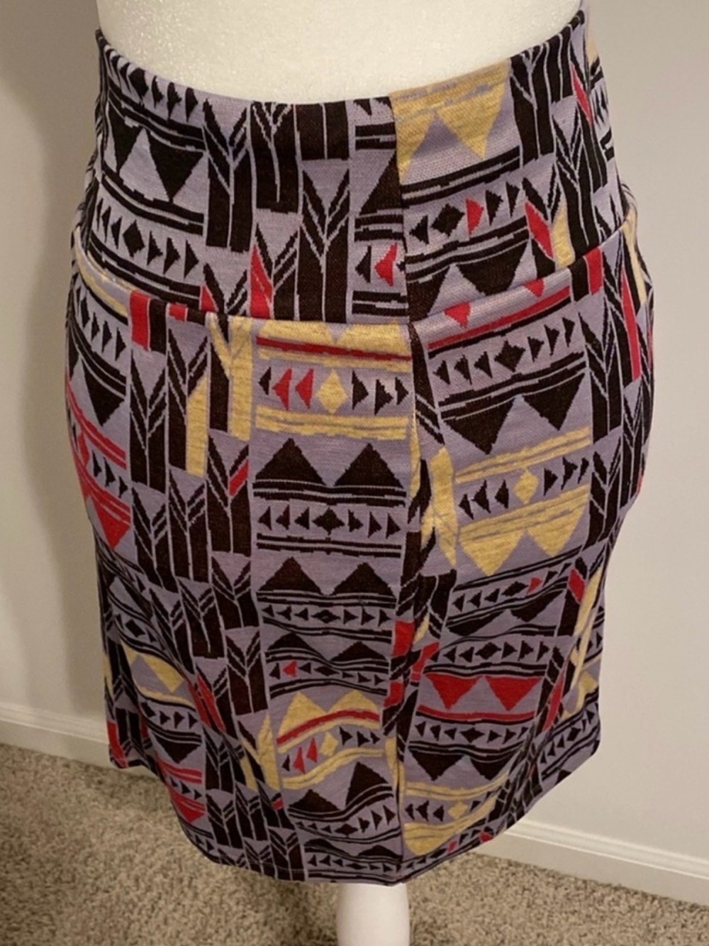 Geometric Tribal Print Pencil Skirt Size M | Stretch Career Casual Style